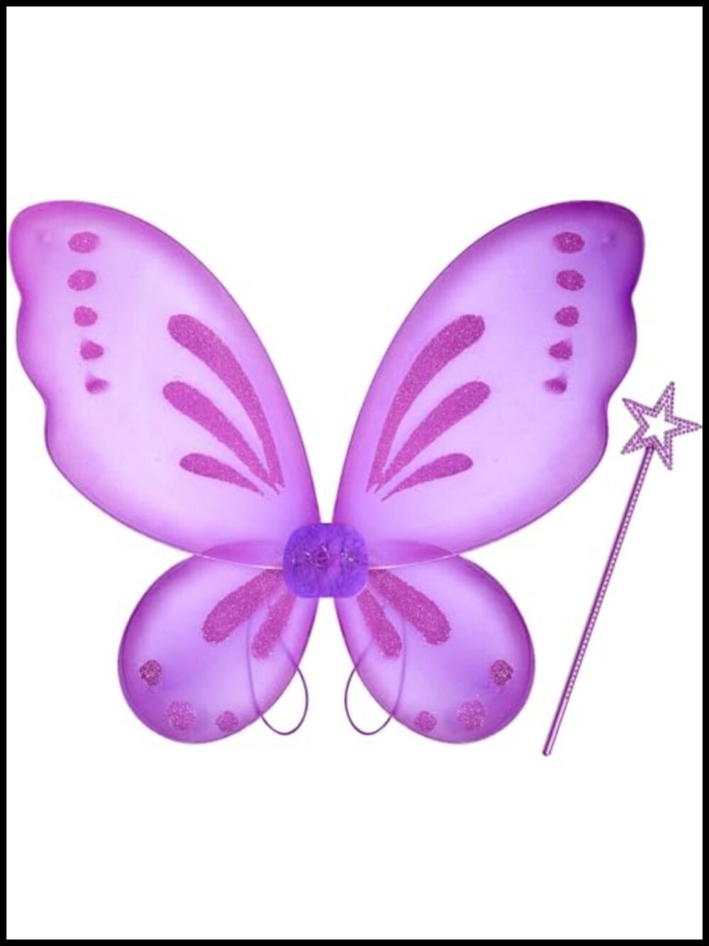 Girls Fairy Wings Butterfly Costume Set with Star Wand Nylon